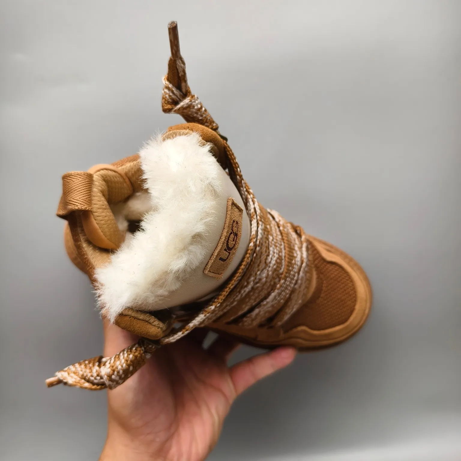 💰640 UGG sheepskin all-in-one snow boots 5390 wide lace breathable mesh casual boots Color: Maroon Black Sand Size: 35-41